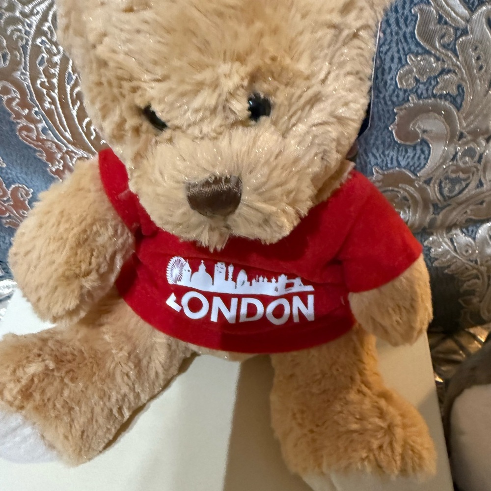Charming London Teddy Bear with Red Shirt